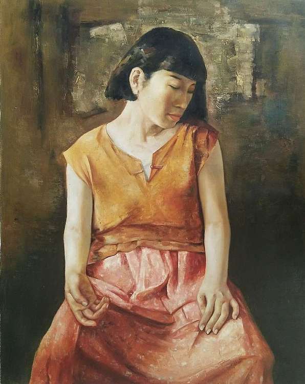 岳志敏 纯手绘油画《憩》