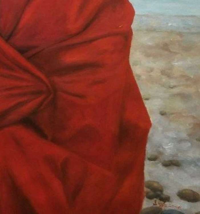 岳志敏 原创油画作品《湖边的祈祷》