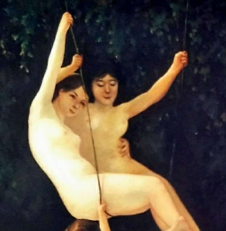 岳志敏 纯手绘油画作品《大师笔下的浴女图》