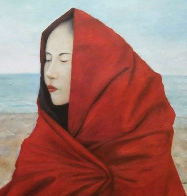 岳志敏 原创油画作品《湖边的祈祷》