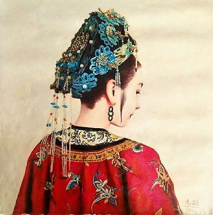 岳志敏 纯手绘油画作品《盛装》