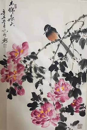 中国人民大学讲师 李乃昕 精品花鸟  木槿春天