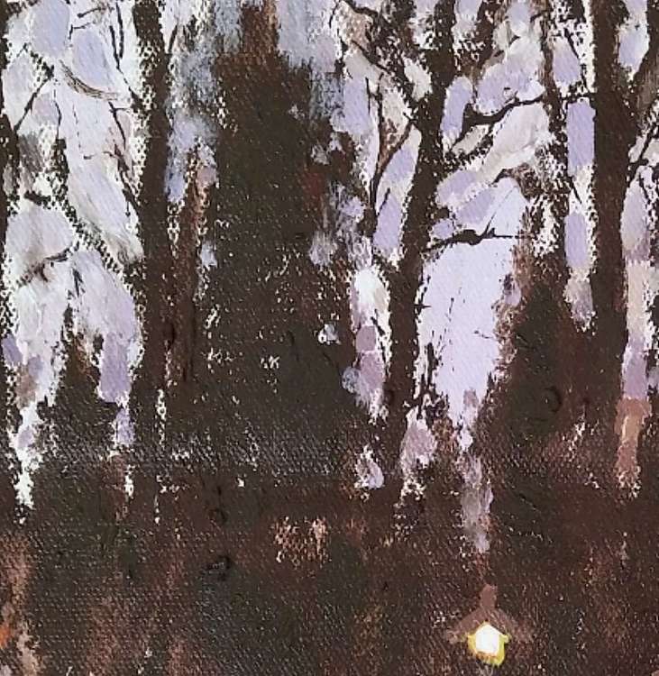 岳志敏 原创油画作品《华灯初上1》