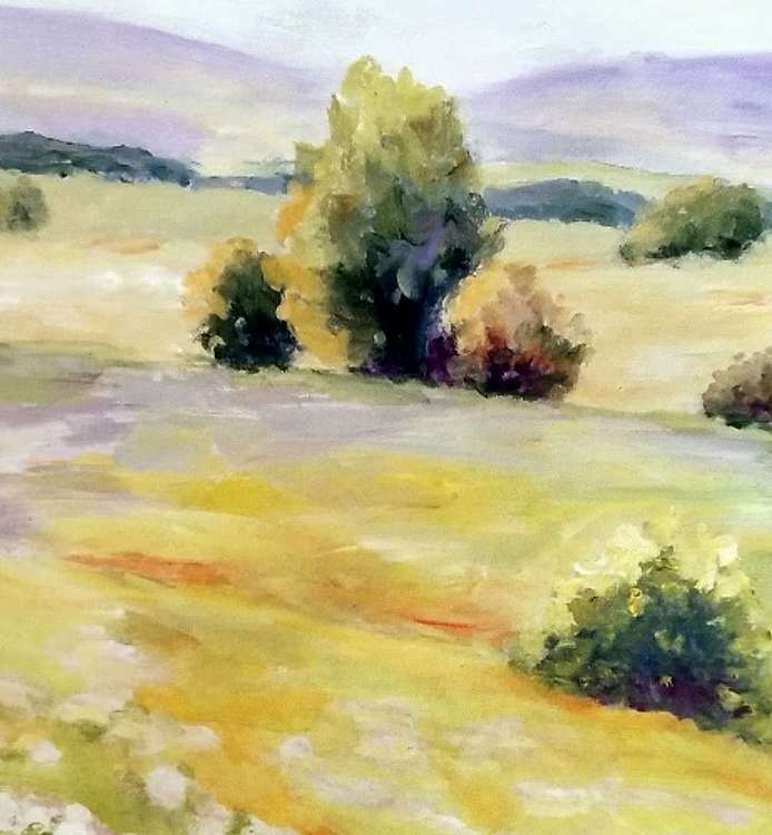 胡冰 纯手绘油画《花田01》