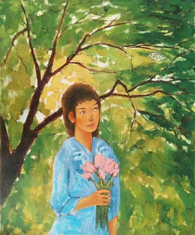 岳志敏 原创精品油画《蝶恋花》