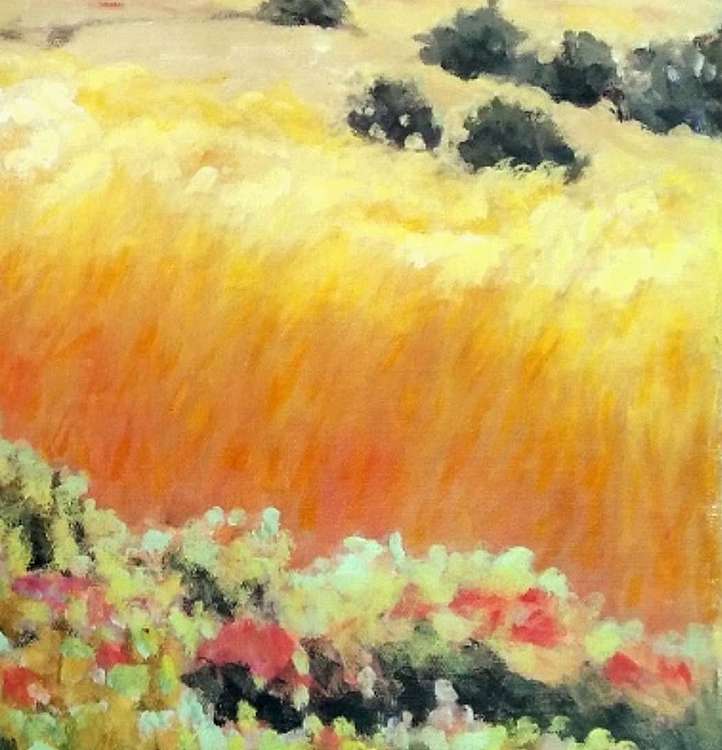 胡冰 纯手绘油画《麦田02》