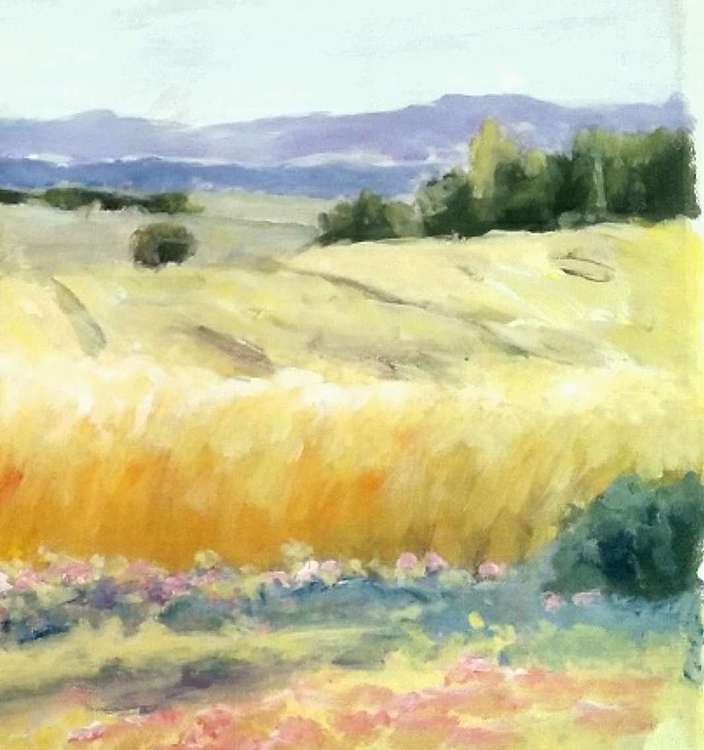 胡冰 纯手绘油画《麦田01》