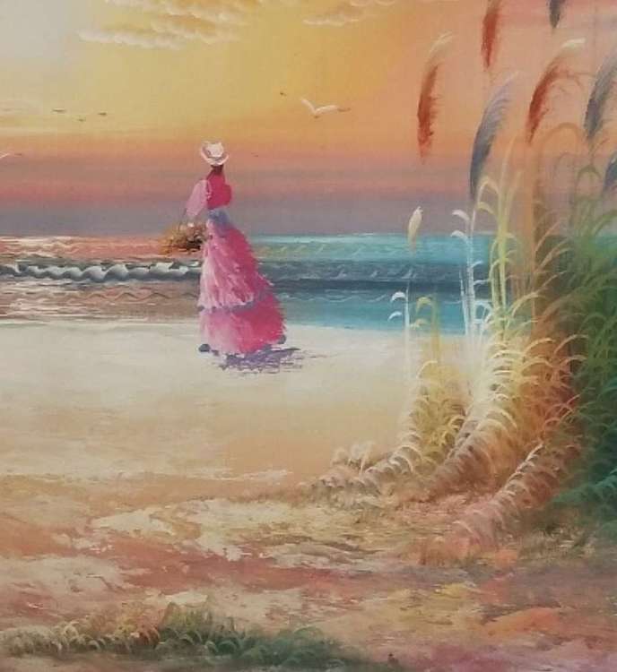 胡冰 纯手绘油画《海01》