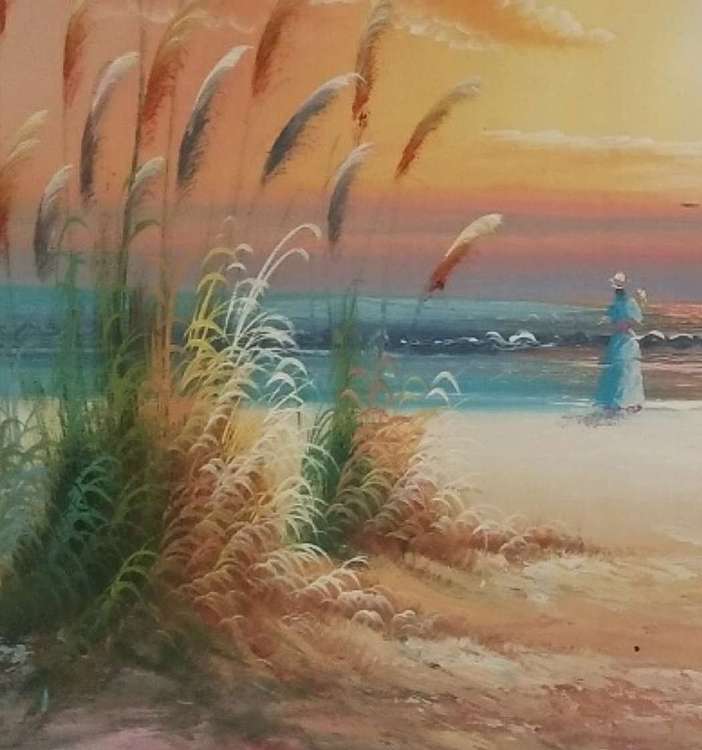 胡冰 纯手绘油画《海01》