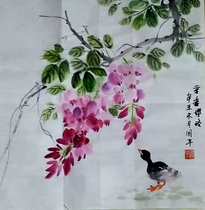 贺国平 国画（垂垂璎珞）