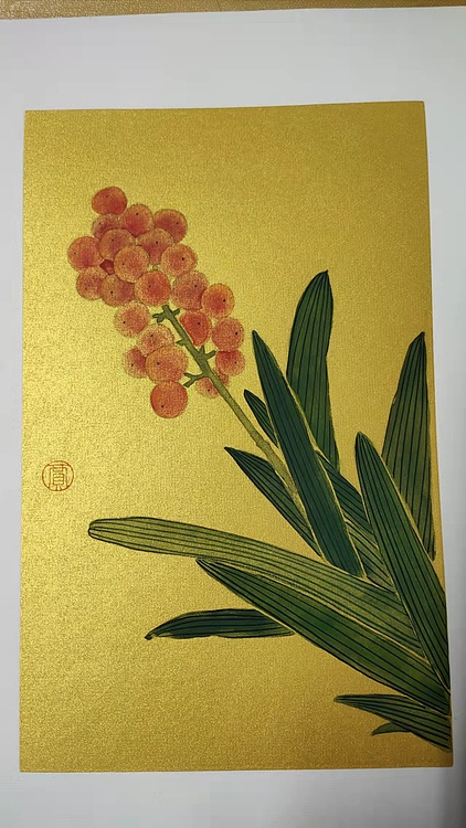 永遇乐 工笔国画 金潜卡纸 秋实