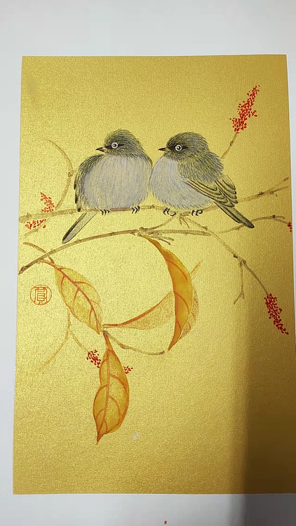 永遇乐 工笔花鸟 双栖