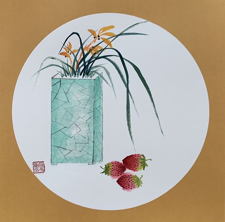 宫平 梅兰竹菊，四时佳果