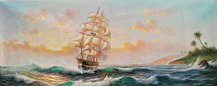 胡冰 纯手绘精品油画《一帆风顺2》