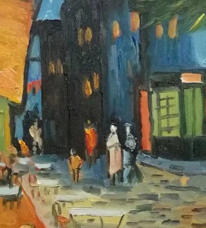 胡冰 纯手绘精品油画《咖啡馆》