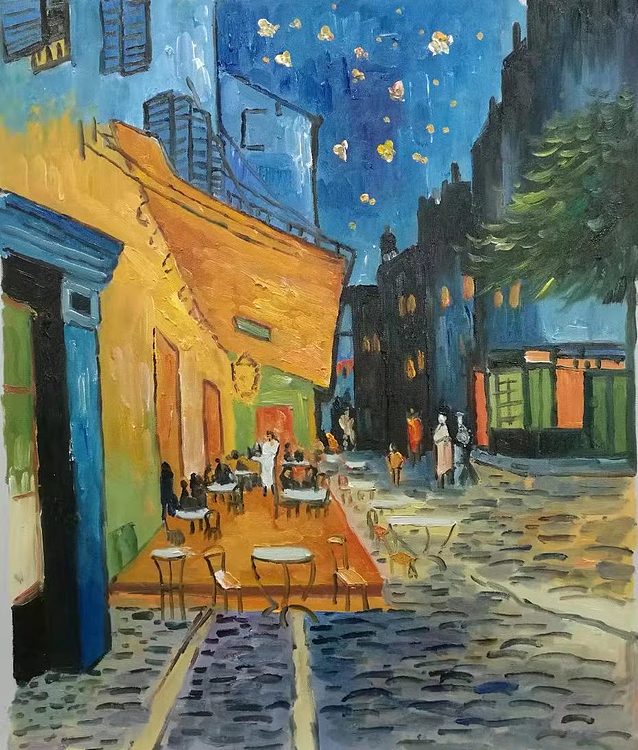 胡冰 纯手绘精品油画《咖啡馆》
