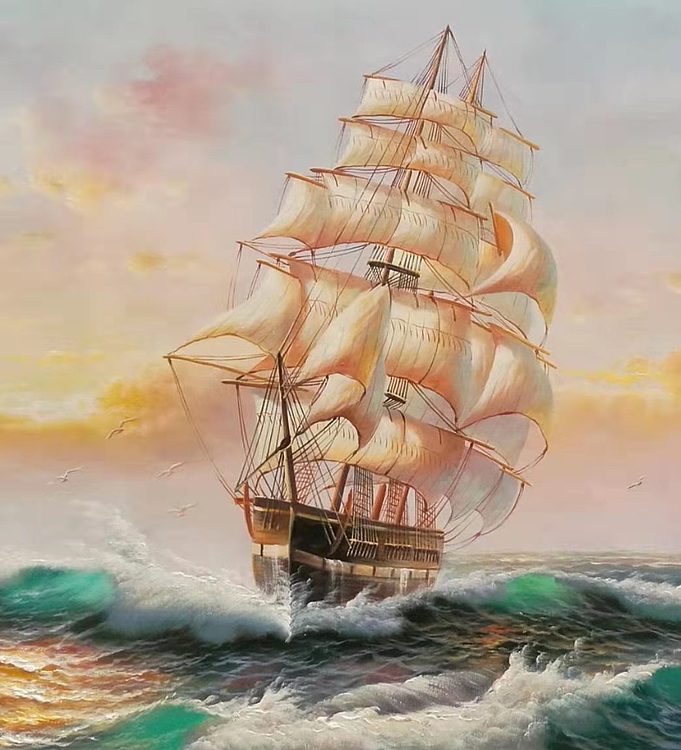 胡冰 纯手绘精品油画《一帆风顺2》