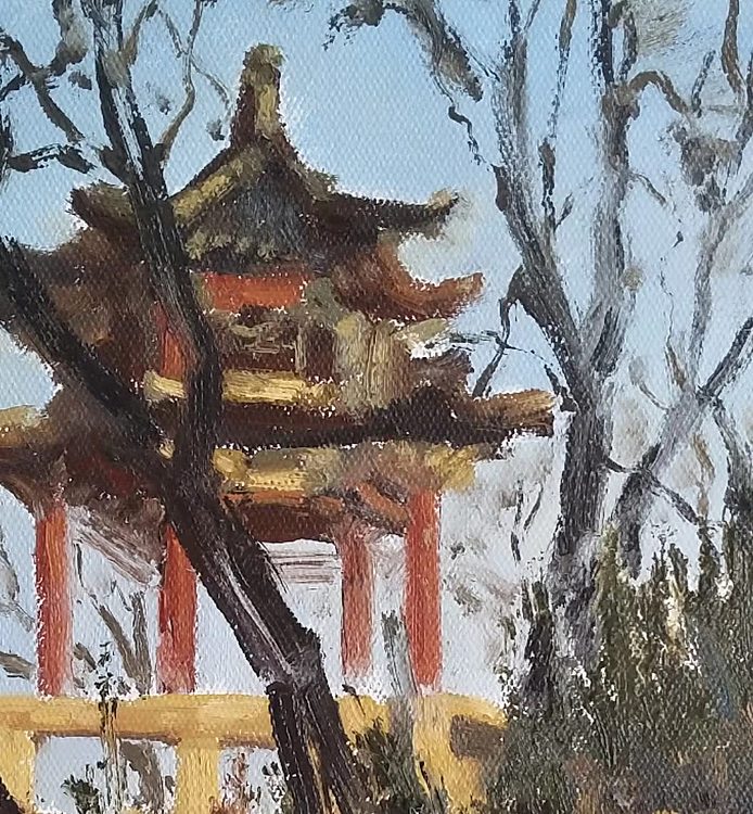 岳志敏 原创精品油画《公园小景》