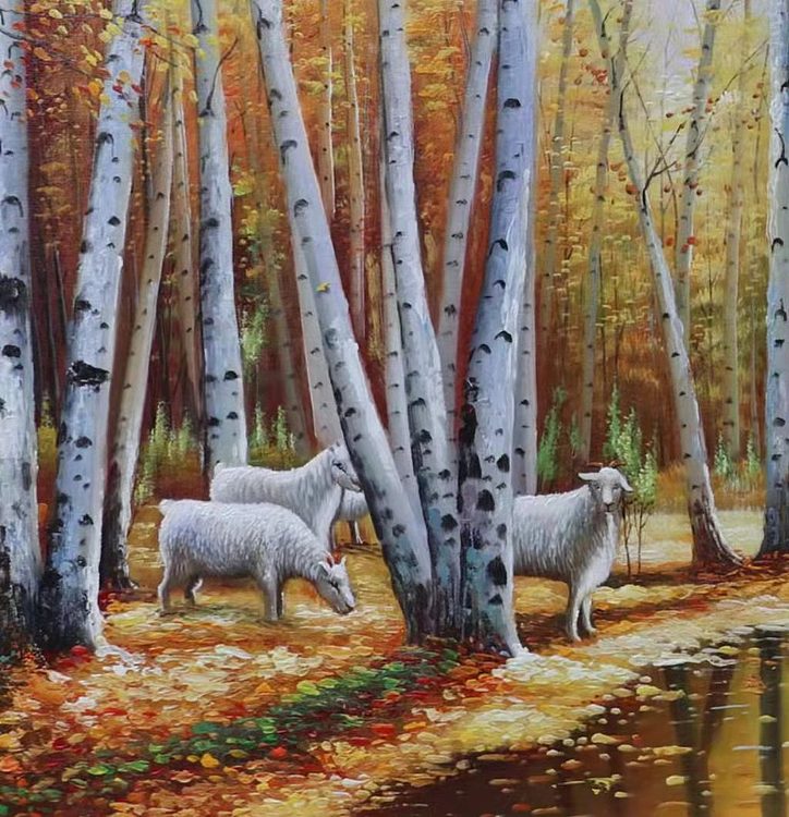 胡冰 纯手绘精品油画《秋色》