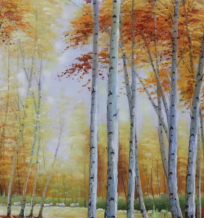 胡冰 纯手绘精品油画《秋色》
