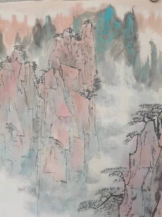 秦广宁 黄山国画，北海彩霞