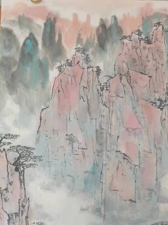 秦广宁 黄山国画，北海彩霞