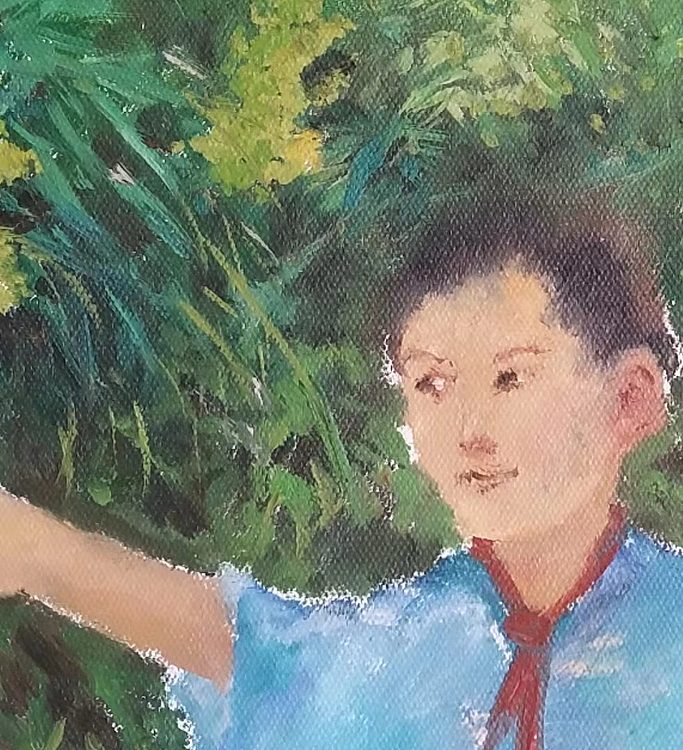 岳志敏 原创精品油画《童年乐趣》