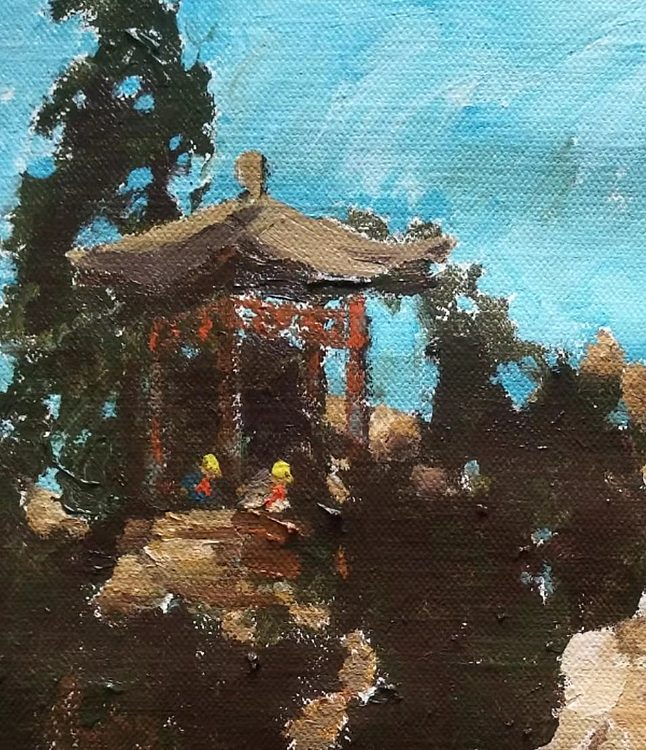岳志敏 原创精品油画《公园小景》