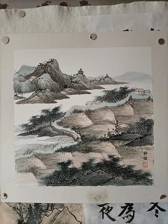 青年书画家 七汐 竹田，临沈周东庄图