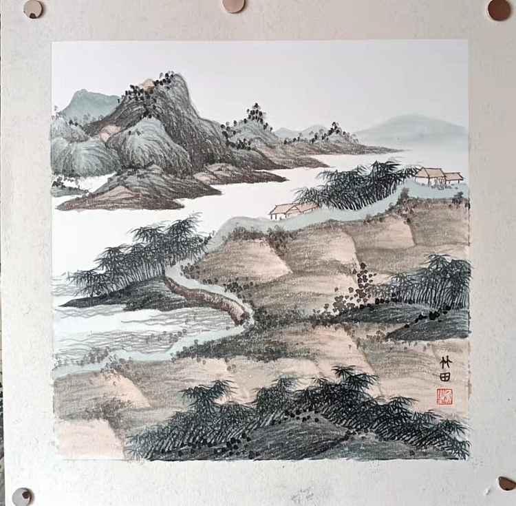 青年书画家 七汐 竹田，临沈周东庄图