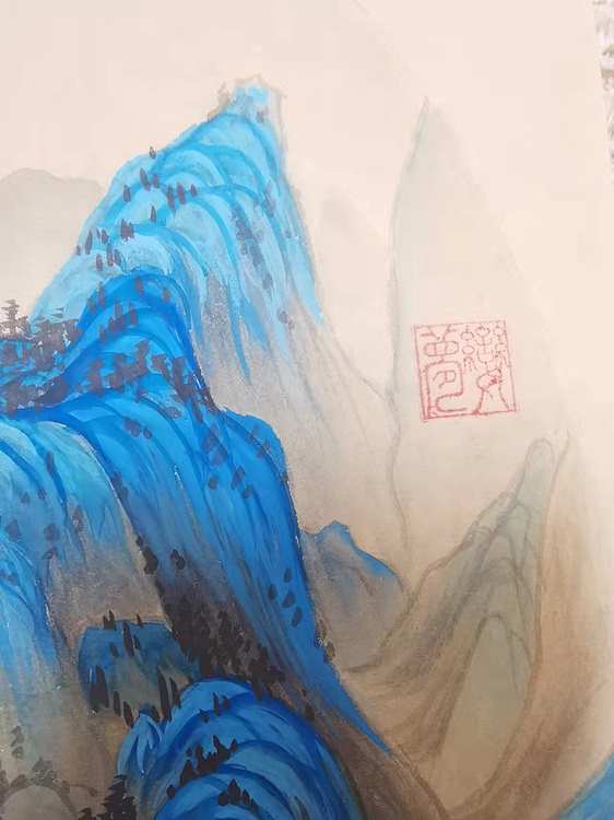 李梦娈 仿千里江山图局部三