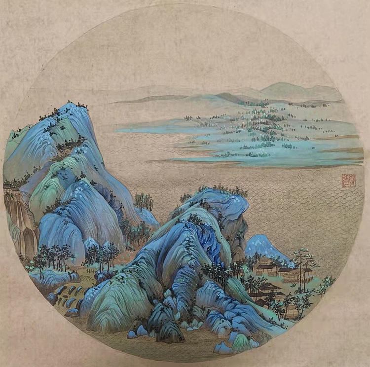 李梦娈 仿千里江山图局部一