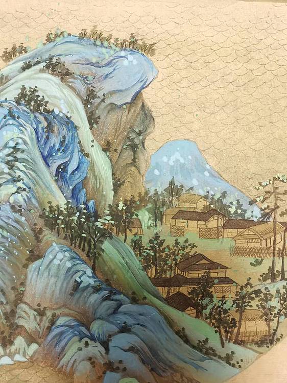 李梦娈 仿千里江山图局部一
