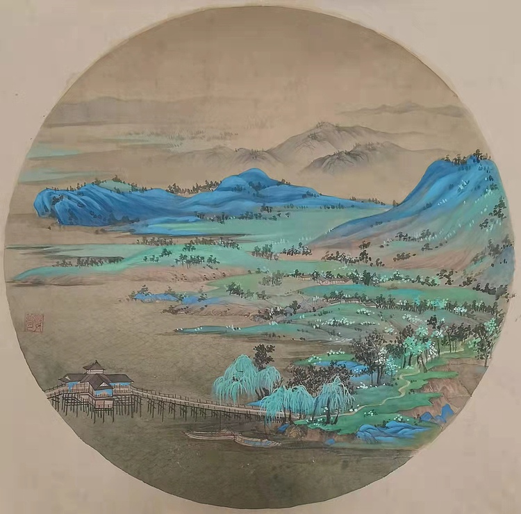 李梦娈 仿千里江山图局部二