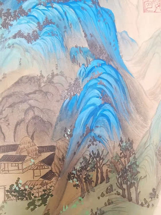 李梦娈 仿千里江山图局部三