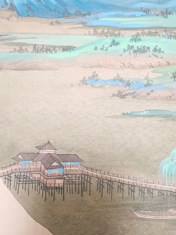 李梦娈 仿千里江山图局部二