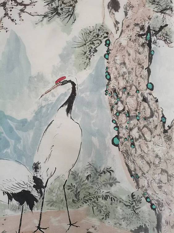 秦广宁 国画，松鹤延年