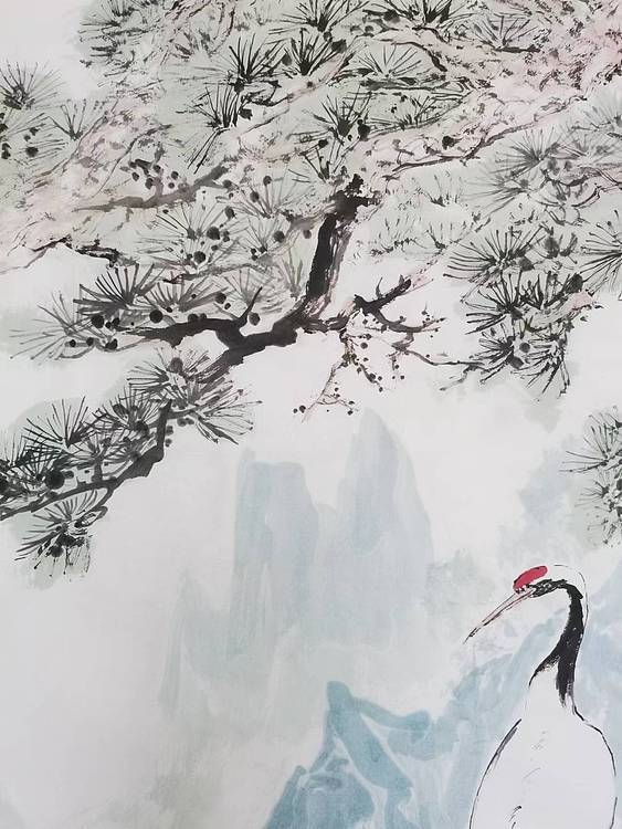 秦广宁 国画，松鹤延年