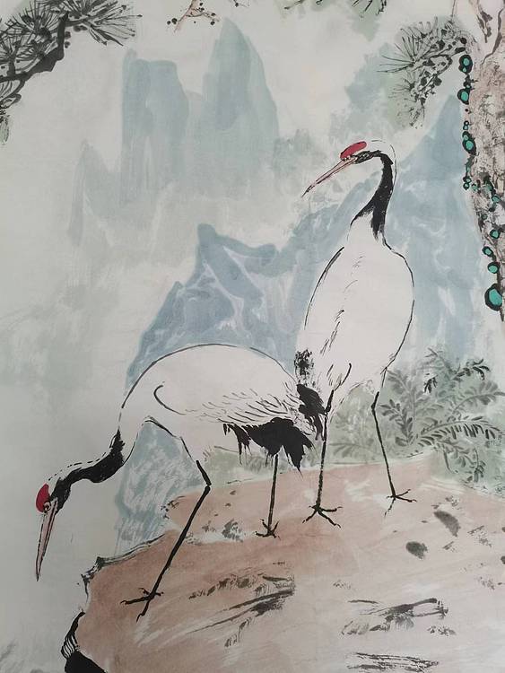 秦广宁 国画，松鹤延年