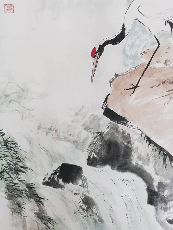 秦广宁 国画，松鹤延年