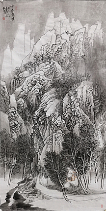 中美协会员 刘大力 山水画作品 雪景寒林