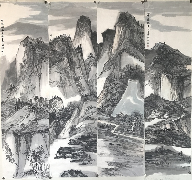 王铭海工作室国展班 包头市美协会员 闫洁 巨幅山水作品