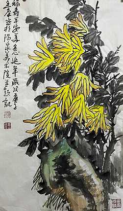山西省美协理事 阳泉市美协副主席 贾廷庠 中国画作品 花鸟画 福寿平安