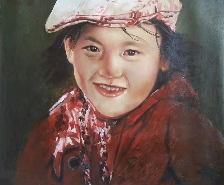 胡冰 纯手绘精品油画《男孩》