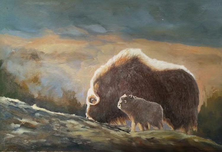 胡冰 纯手绘精品油画《高原母子》