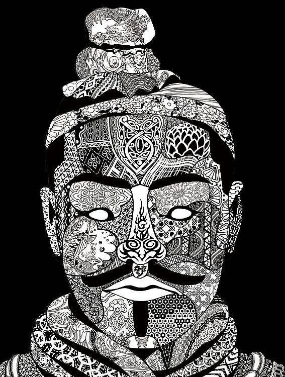 李向宇 俑乐绘武士-木板年画（不带框）