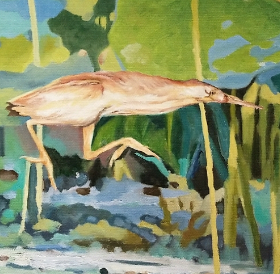 胡冰 纯手绘精品油画《水鸟》