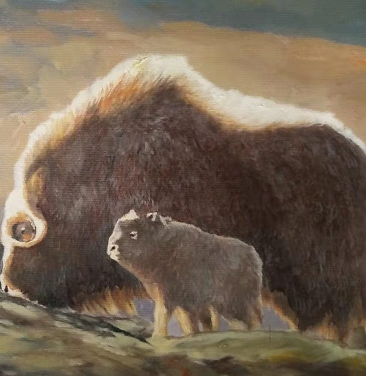 胡冰 纯手绘精品油画《高原母子》