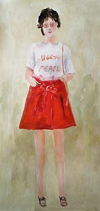 胡冰 纯手绘精品油画《女郎》