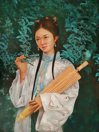 胡冰 纯手绘精品油画《思念》